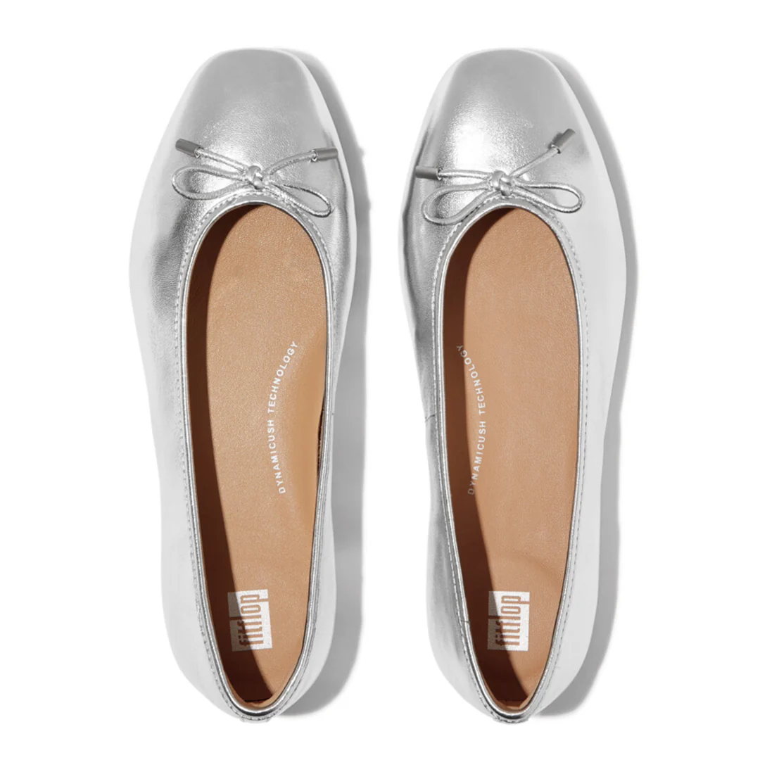 DELICATO Bow Soft Metallic-Leather Ballerinas - Image 4