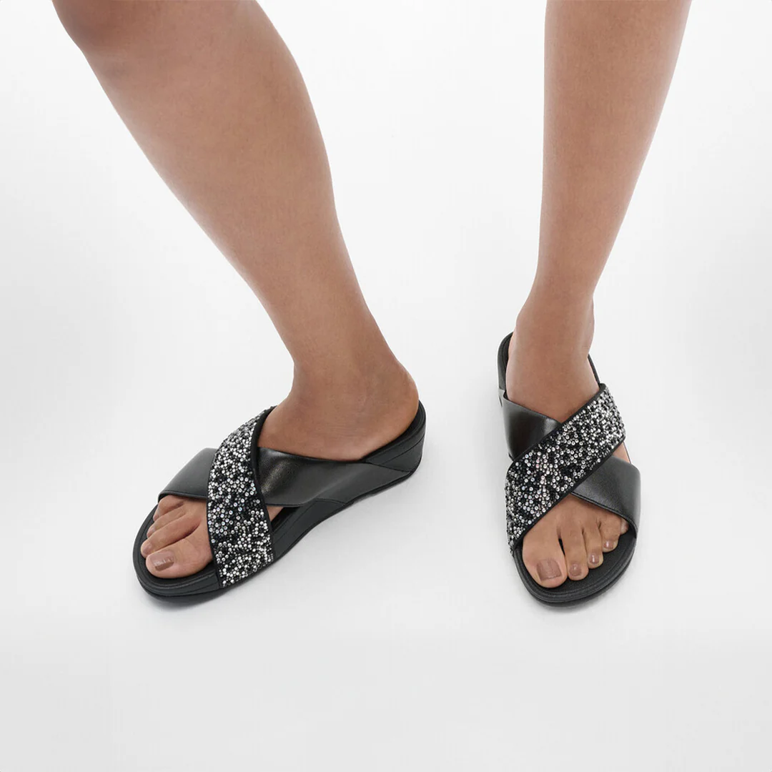 LULU Crystal-Mix Metallic Cross Slides - Image 5